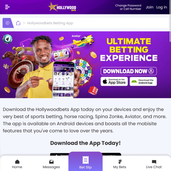Hollywoodbets App Download Section